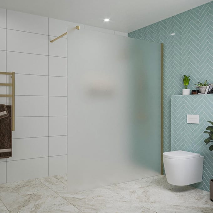 FugaFlow Eccelente Vetro inloopdouche badkamer - 160x200cm - mat glas - wandarm - geborsteld messing