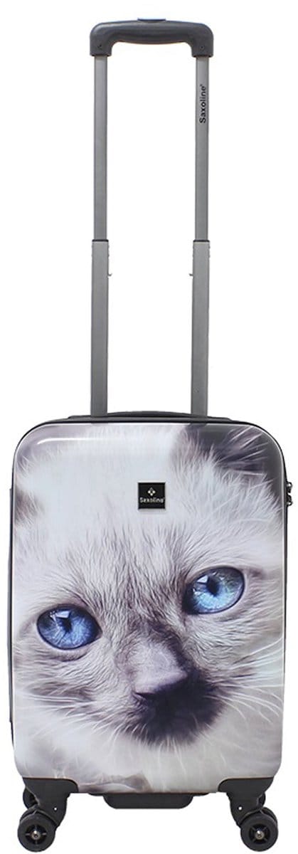 Saxoline harde Handbagage | Trolley met print- 54cm (S) - White Cat - Bedrukt / Small