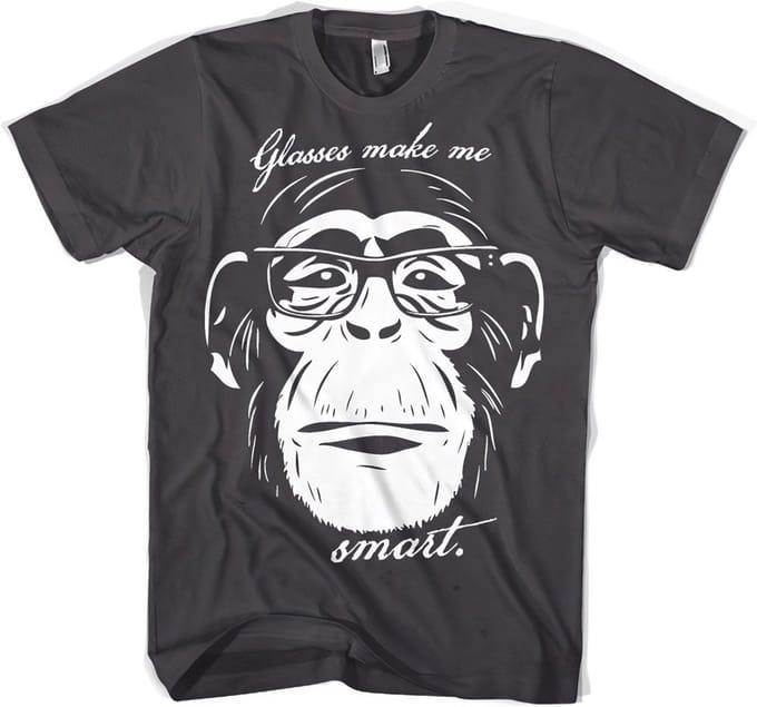 Hybris T-shirt ‘Glasses Makes Me Smart’ donkergrijs