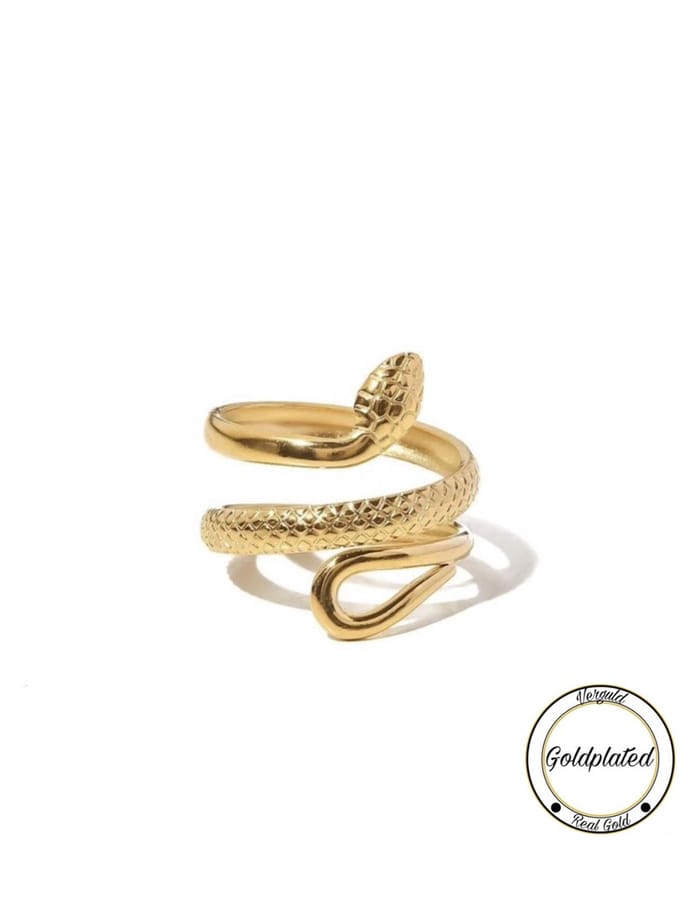 Soraro Slang Ring | Goldplated | Goudkleurig | Snake | Elegante Ring | Dames Ring | Klemring | Vrouwen Cadeau