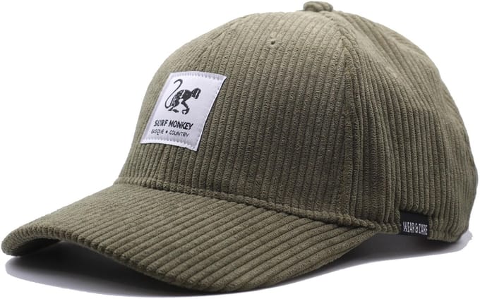 Surf Monkey - Corduroy baseballpet - gerecycled polyester - Eén maat - Olijf