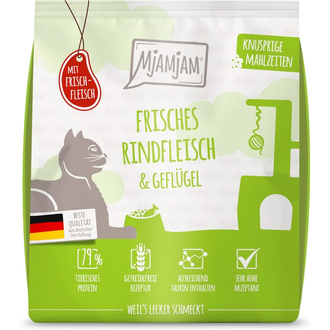 300g MjAMjAM Knapperige Maaltijden Rund & Gevogelte Kattenvoer droog