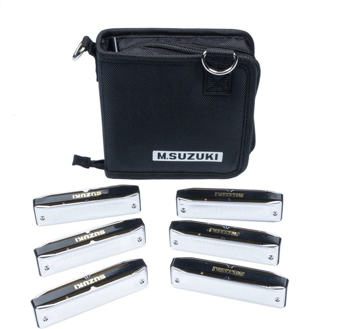 SUZUKI bluesmaster Harp Set 6 Harps incl. softcase - Mondharmonica
