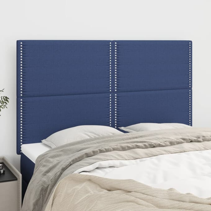 vidaXL - Hoofdbord - blauw - 144x5x118/128 - cm - stof