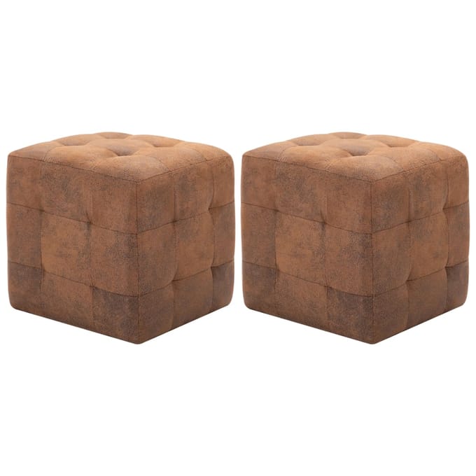 vidaXL - Nachtkastjes - 2 - st - 30x30x30 - cm - kunstsuède - bruin