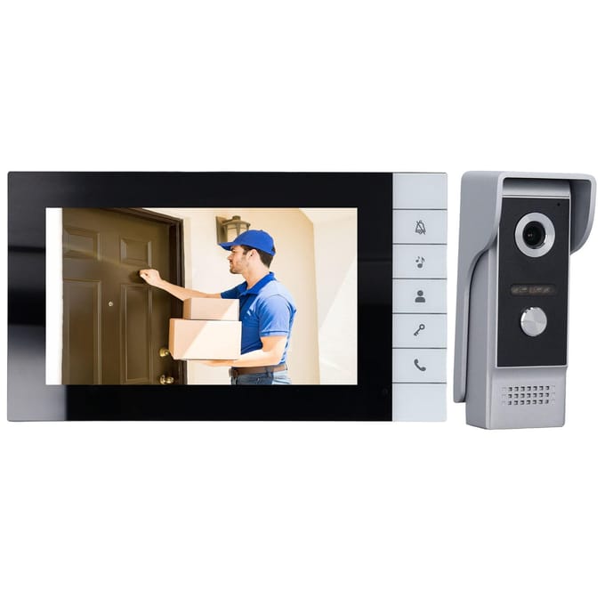 Video Deurbel Intercom Kit 7in Scherm met 90 Graden Groothoekzicht Infrarood Nachtzicht Video