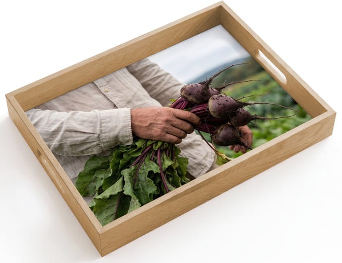 Dienblad hout 40x30 cm - Schootdienblad - Bieten - Vers - Moestuin - Borrelplank rechthoek - Plateau dienbladen