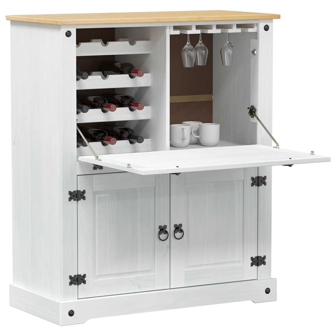 vidaXL - Wijnkast - Wit - 97 - x - 45 - x - 114 - cm - Massief - grenenhout