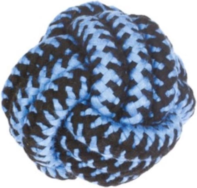 M-pets Hondentouw Twist Bal 11 Cm Katoen Blauw