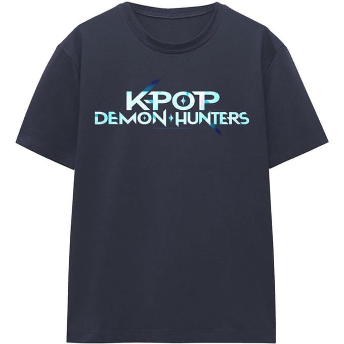 K-Pop Demon Hunters Dames/Dames Kleur Logo T-Shirt (Deep Navy)