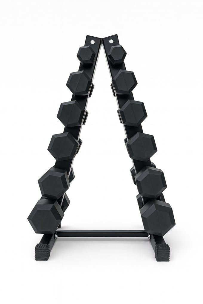Dumbbelltoren 2.5kg - 15kg inclusief hexagon dumbbells