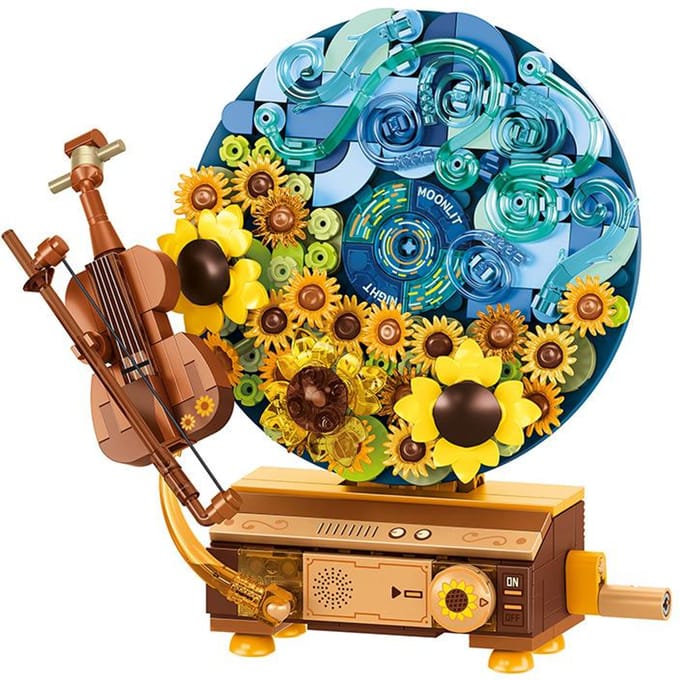 Machine à écrire rotative en forme de fleur, compatible avec les jouets éducatifs à assembler soi-même pour enfants 8*12*14.5cm