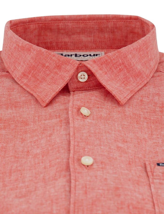 Overhemd Barbour Regular Fit rood gemeleerd lange mouw