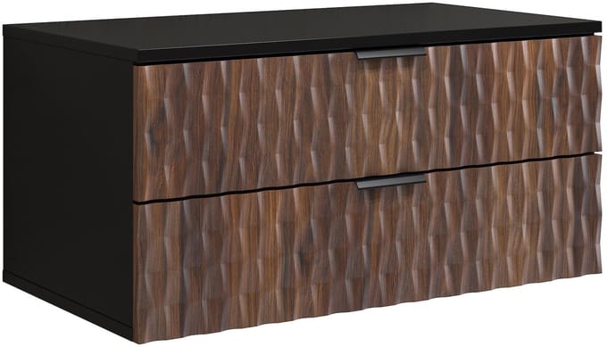 Badplaats Wastafelkast Java 81 x 48 x 40 cm – Walnoot Bruin met Zwart – Hangend Badmeubel met 2 Lades