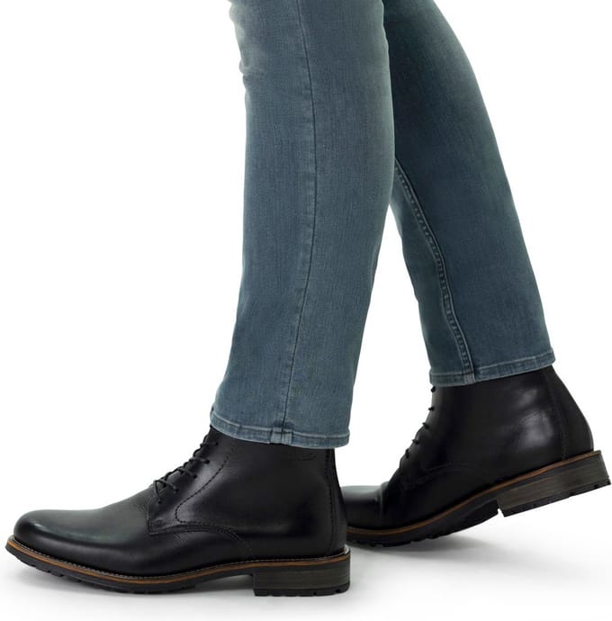 Van Lier - Heren - Zwarte leren veterboots - Maat 43