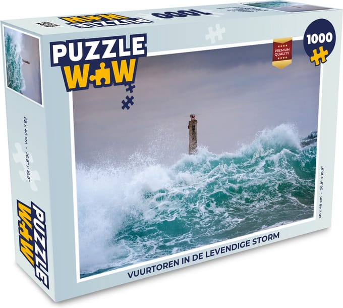 Puzzel Vuurtoren in de levendige storm - Legpuzzel - Puzzel 1000 stukjes volwassenen
