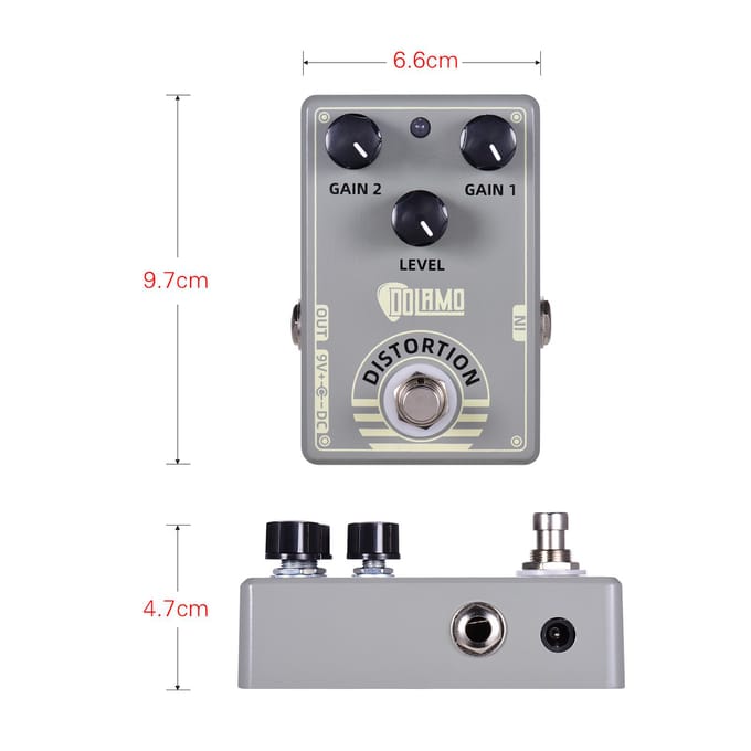 Dolamo D-5 Mark IV Distortion Gitaareffectpedaal Distortionpedaal met True Bypass voor elektrisch grijs