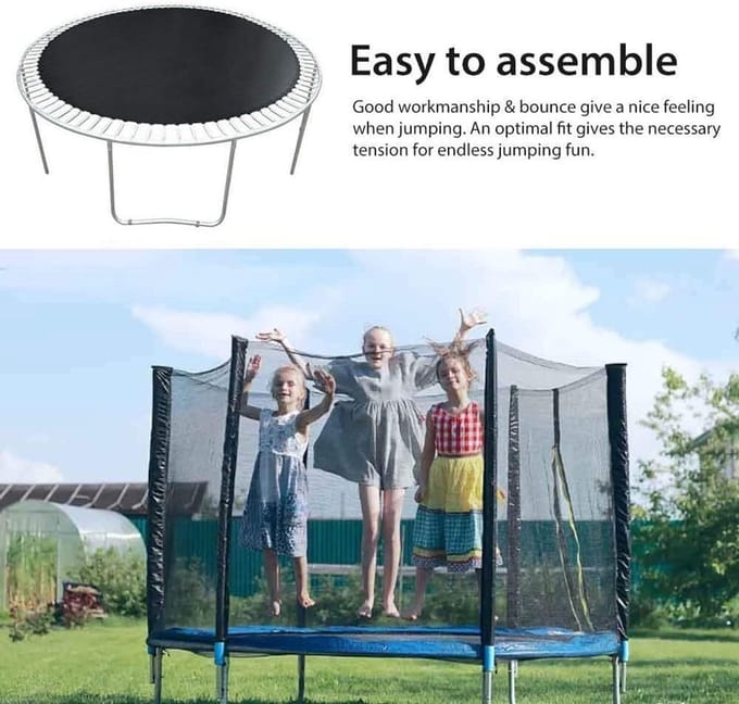 Springmat Vervanging - Trampoline Mat - Buiten Plezier - 64 Gespen - 3 m Elastisch - Zwart