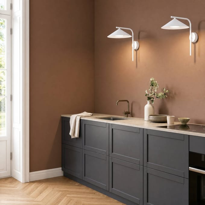TK Lighting Wandlamp Lume S, greige, metaal, 31 cm hoog, GX53