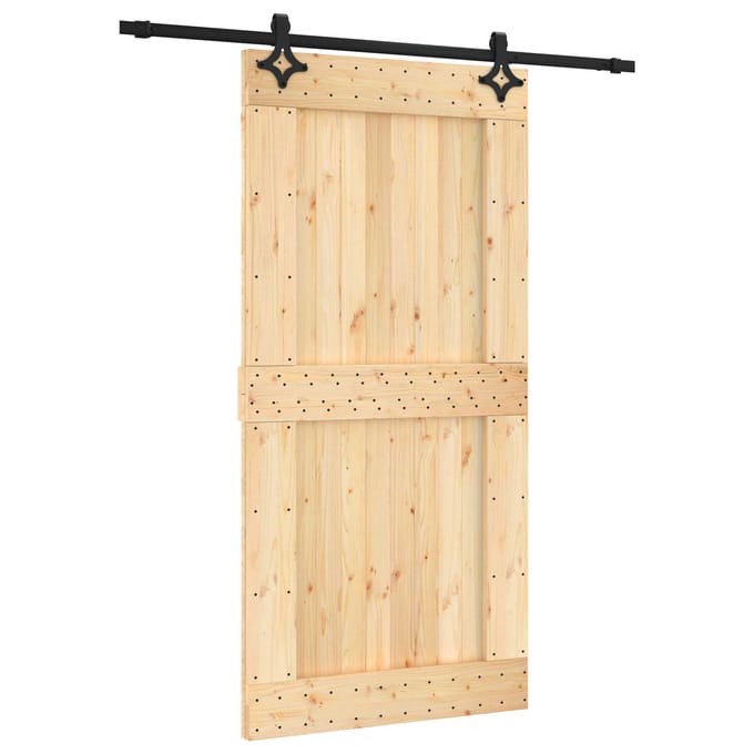 vidaXL - Schuifdeur - 100 - x - 210 - cm - Massief - Pine - Hout - (Onbehandeld)