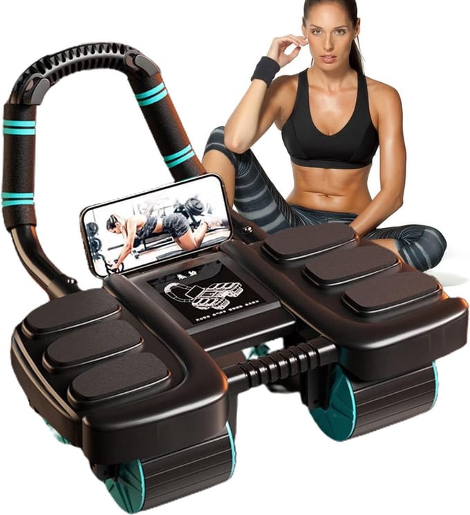 Buikspierroller - Trainingswiel - Core Training - Automatische Terugslag - 42 x 36 x 24 cm - Zwart