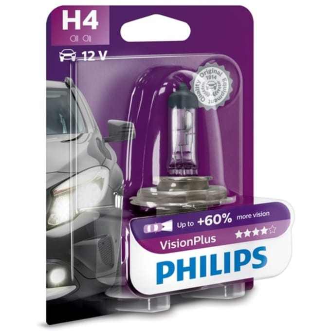 Lamp Halogeen PHILIPS H4 VisionPlus Plus 60% 12V, 60/55W