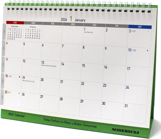Bureaukalender 2025-2026 - 24 Maanden Planner, Staand Flip Kalender, Compact Formaat