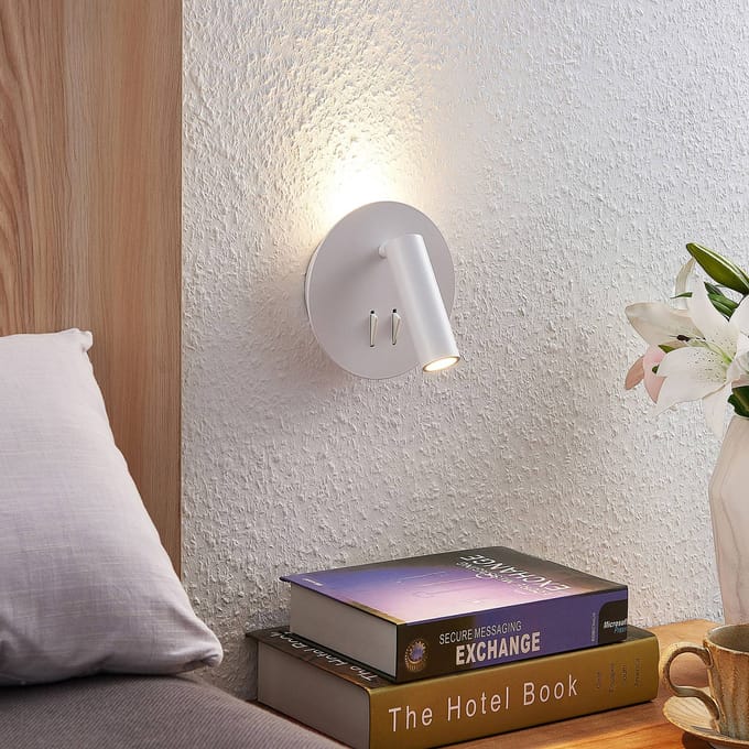 Lucande LED wandlamp Magya, wit 2-lamps. rond