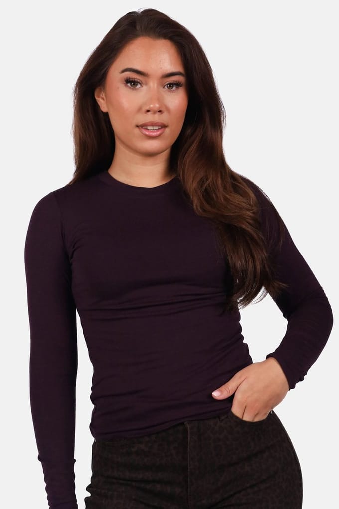 Getdrezzed Top - Maat: L - Dubbel gevoerde basic top met ronde hals paars