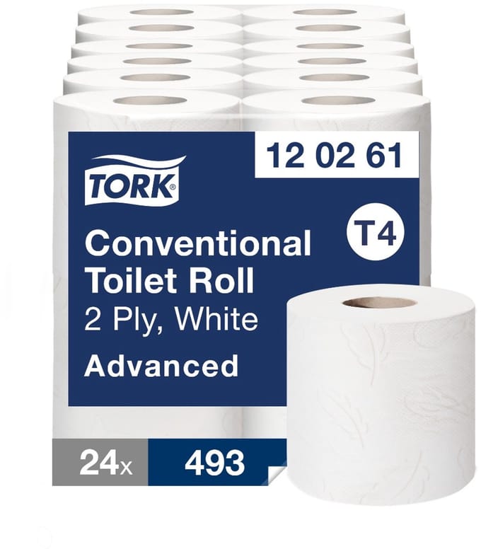Toiletpapier Tork T4 120261 2-Laags King-Size wit 69mtr x 10cm pk à 24rol/500 vel (120261)