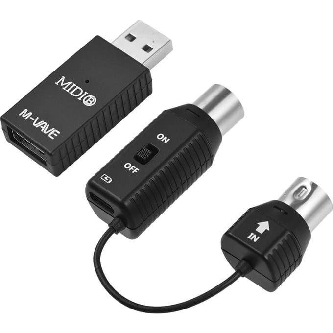 M-VAVE MS1 Mini draadloos transmissiesysteem MIDI-systeem MIDI draadloze adapter Plug and Play Type-C zwart