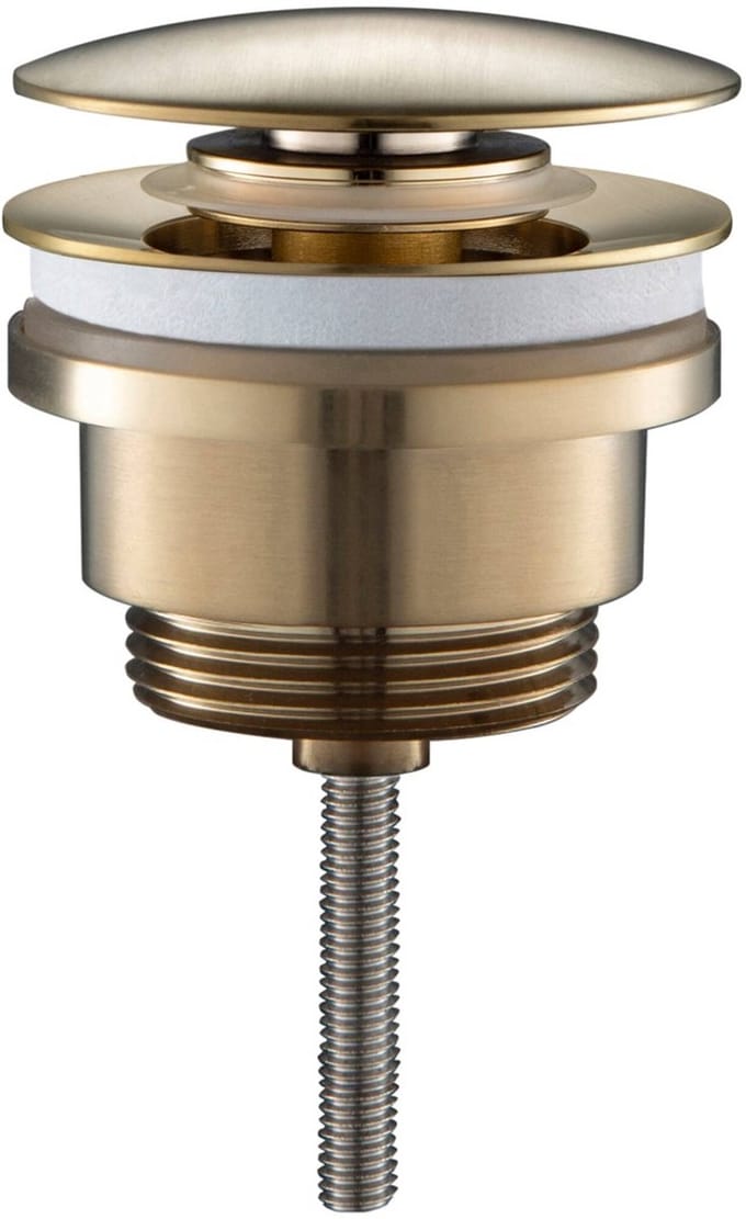 Ben Push Open afsluitbare wastafelplug geborsteld messing