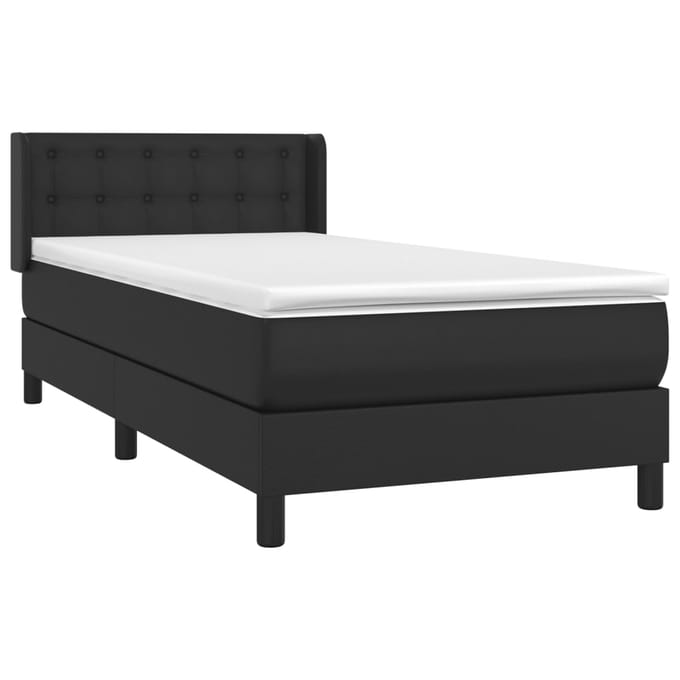 vidaXL - Boxspring - met - matras - kunstleer - zwart - 90x200 - cm