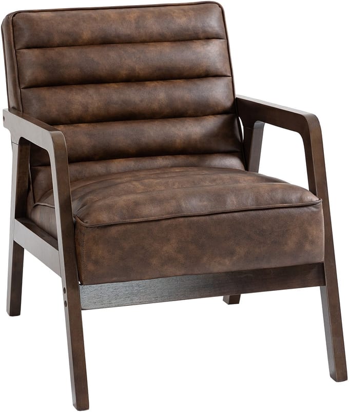 HOMCOM Accentstoel - PU - 64x86x79cm - Bruin