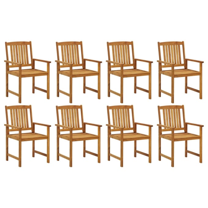 vidaXL - Tuinstoelen - 8 - st - met - kussens - massief - acaciahout