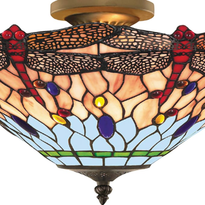 Searchlight Libelle plafondlamp in Tiffany stijl