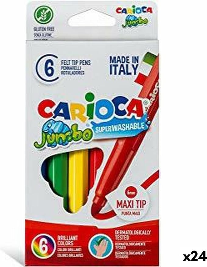 Set Viltstiften Carioca Jumbo Multicolour 6 Onderdelen (24 Stuks)