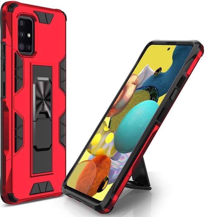 HB Hoesje Geschikt voor Samsung Galaxy A71 Rood - Magnetic Kickstand Armor Case