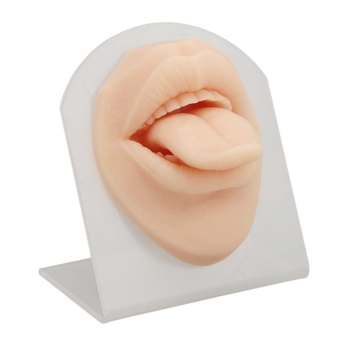 Modèle de langue 3D en silicone souple avec support, présentoir à bijoux réutilisable, modèle de langue pour piercing beige