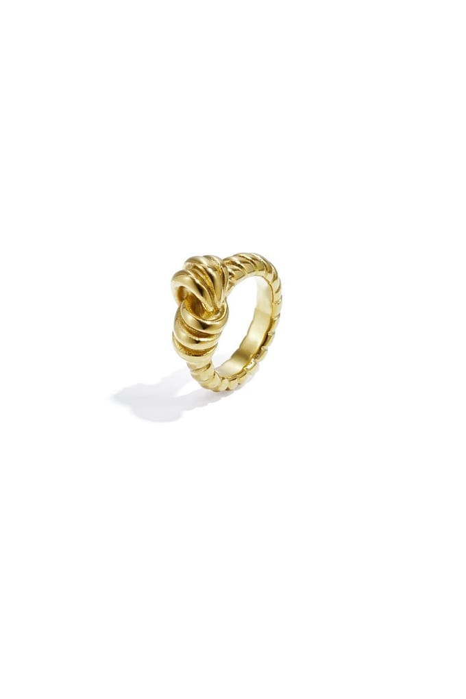 Statement ring met knoop en streep details - Goudkleur - 18