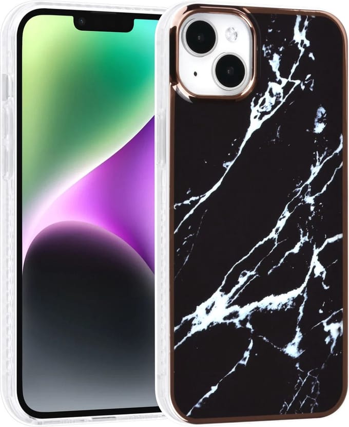 TPU Back Cover hoesje - Marble Zwart - Geschikt voor: iPhone 14 Plus