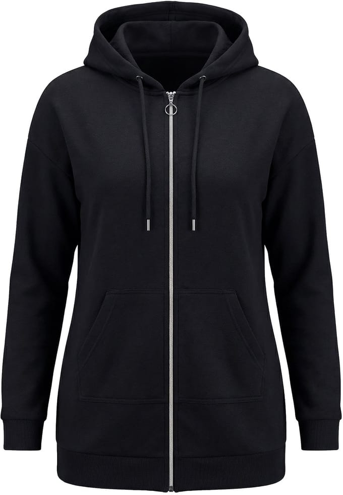 Angel of Style - Dames - Sweatvest oversized capuchon rits - Zwart - Maat 42
