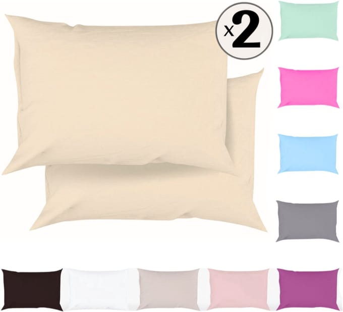 Tavas Kussenslopen 60 x 70 cm Set van 2 Beige Katoen 100% Hotelkwaliteit Kussensloop met rits