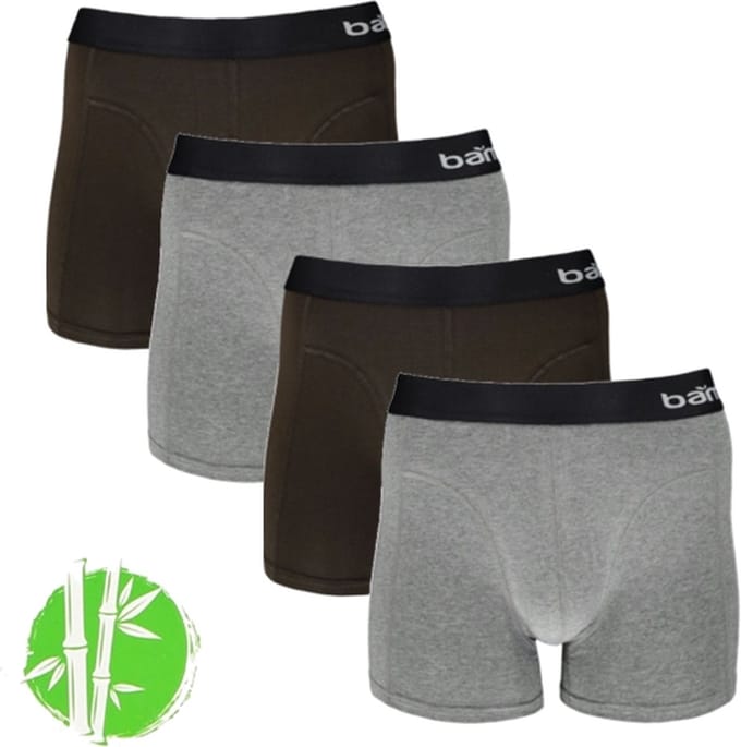 Apollo bamboo heren boxershorts - maat S - 4-pack - grijs/army