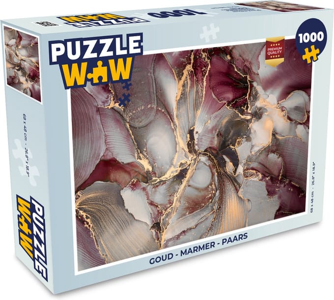 Puzzel Goud - Marmer print - Paars - Legpuzzel - Puzzel 1000 stukjes volwassenen