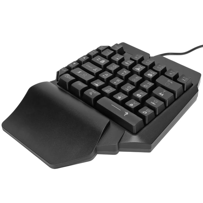 Clavier de jeu à une main USB Design ergonomique Rétroéclairé RVB Plug and Play Demi-clavier pour