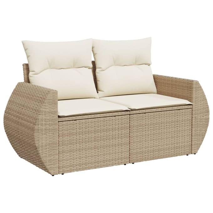 vidaXL - 9-delige - Loungeset - met - kussens - poly - rattan - beige