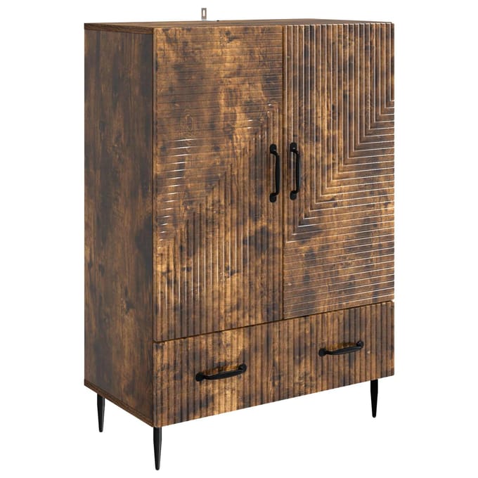 vidaXL - Dressoir - met - lade - Gerookt - eiken - 66 - x - 34,5 - x - 95 - cm - Bewerkt - hout