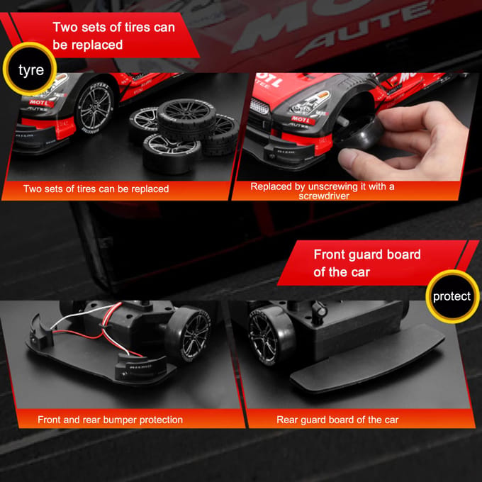 Afstandsbediening Drift Auto 1/16 Afstandsbediening Auto 2,4GHz 4WD Afstandsbediening Raceauto Kinderen Cadeau voor 2 battery zwart