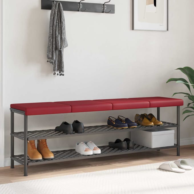 vidaXL - Bankkussen - 4 - st - Kunstleer - Wijnrood - Diepte - 35 - cm